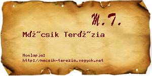 Mácsik Terézia névjegykártya
